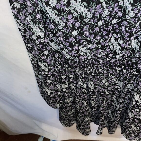 Skies Are Blue Women’s MIDI Dress Size Med Black Floral Going Out Party Church - Picture 6 of 12